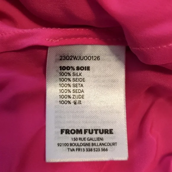 From Future 100% Silk Hot Pink Mini Skirt with Orange Lace Trim Size S - Picture 5 of 7